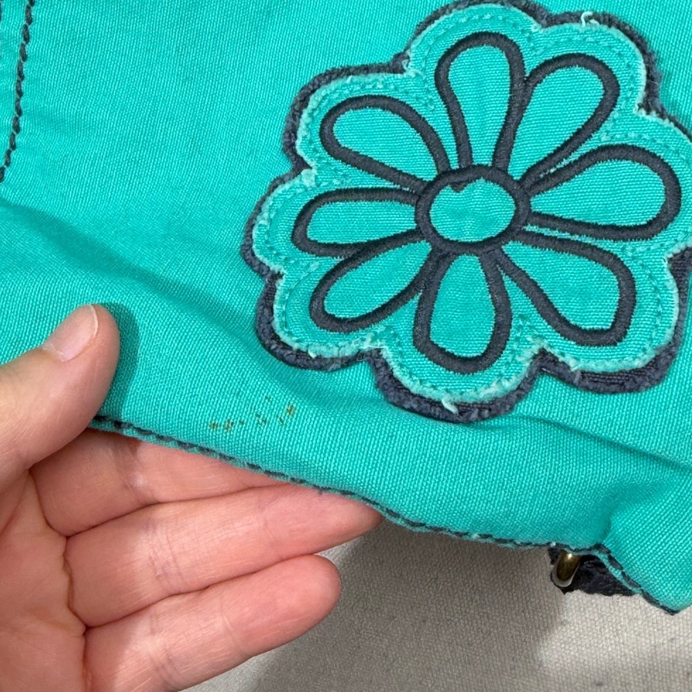 Life is Good Backpack Women OS Teal Green Drawstring Daisy Canvas Cinch Bag - Picture 5 of 14